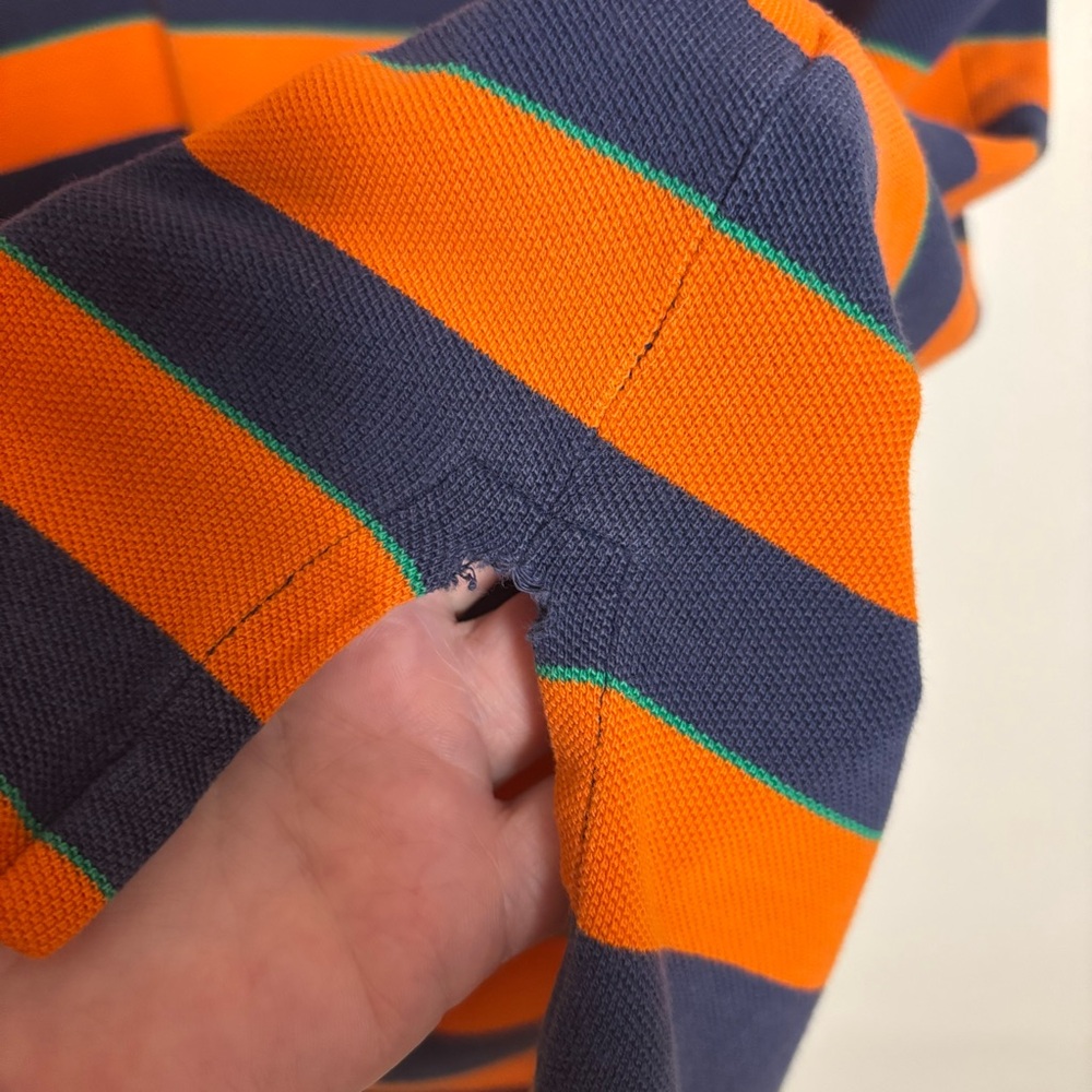 Polo by Ralph Lauren Men's Shirt Orange Blue Green Stripe Embroidered Size Large - Picture 5 of 7
